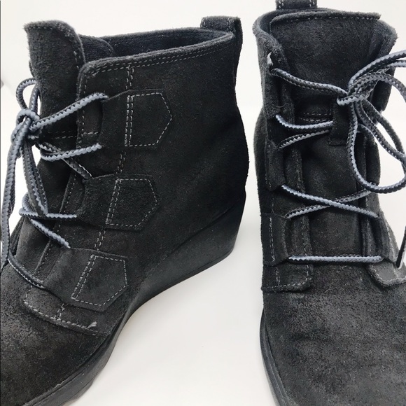 Sorel Toronto Waterproof Leather Suede Lace Up Wedge Snow Winter Boots 7.5 black - Picture 4 of 14